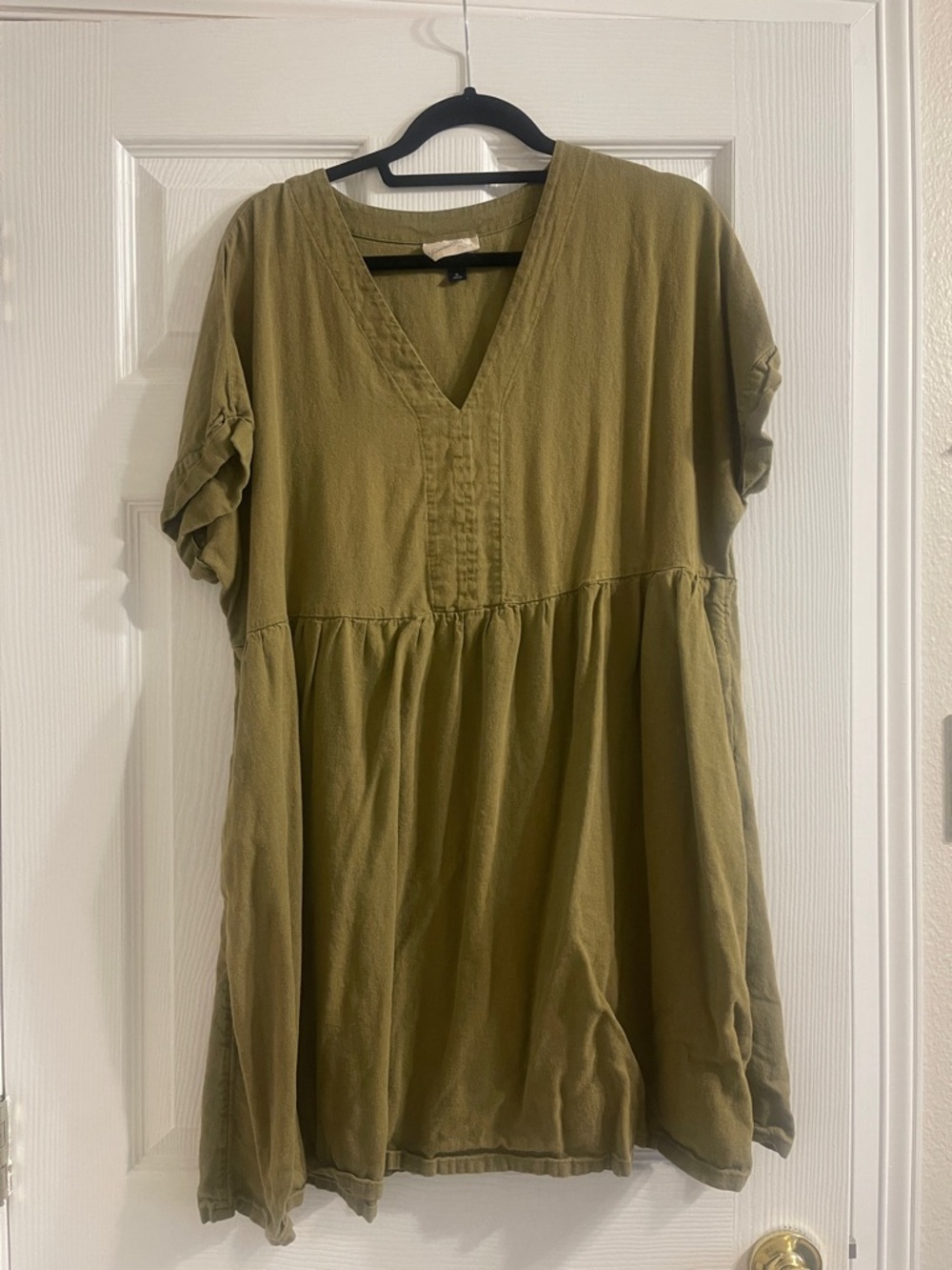Universal Thread Olive Green V-Neck Babydoll Tunic Dress